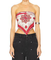 Marant Etoile Pre-loved Feyza Top in red ecru - women's shirt - detail view