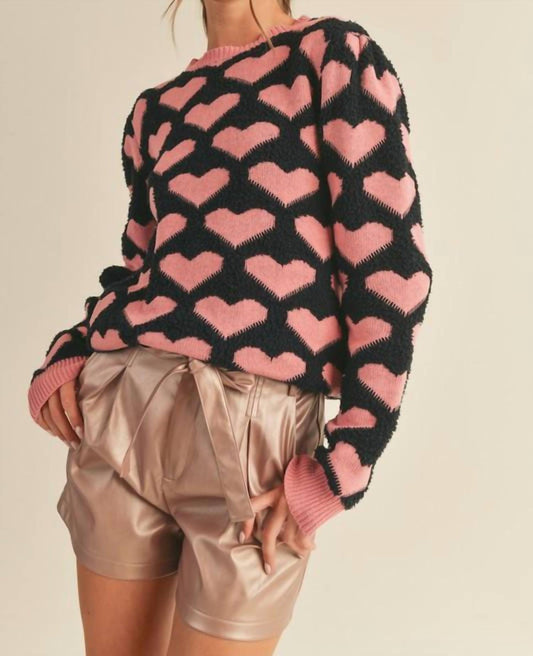 Crewneck Knit Heart Sweater