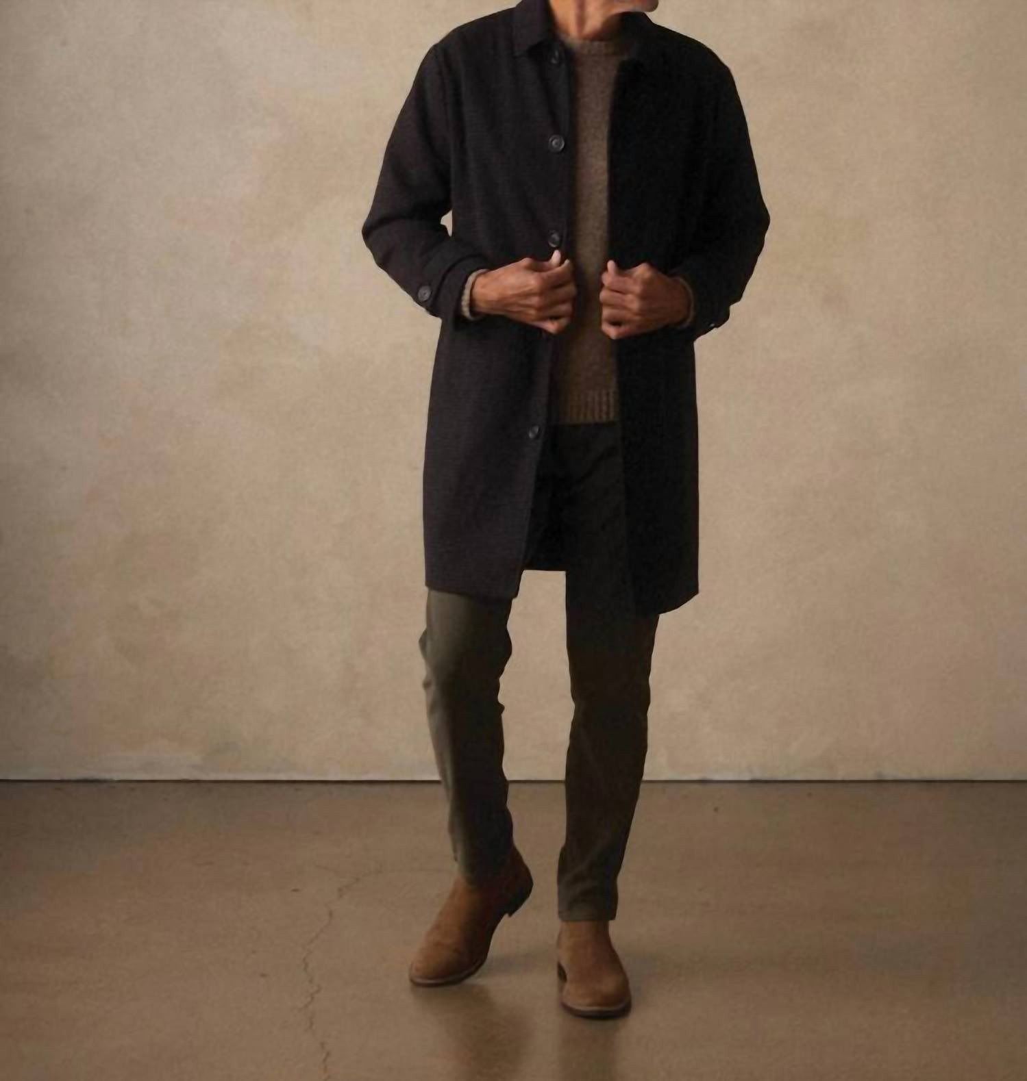 The Normal Brand Henry Topcoat in brown houndstooth - men's jacket - alternate view