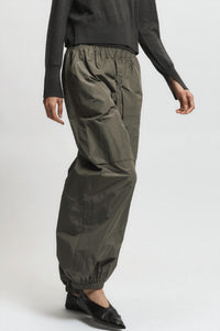 Saint Art Clyde Oversized Taffeta Pant in dusty olive - women's pants - detail view
