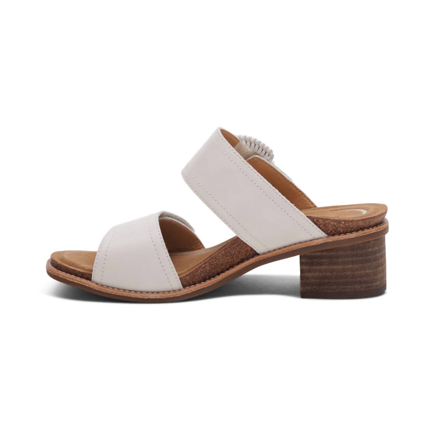 Aetrex Women's Tatiana Block Wedge Sandals in ivory - women's sandal - alternate view
