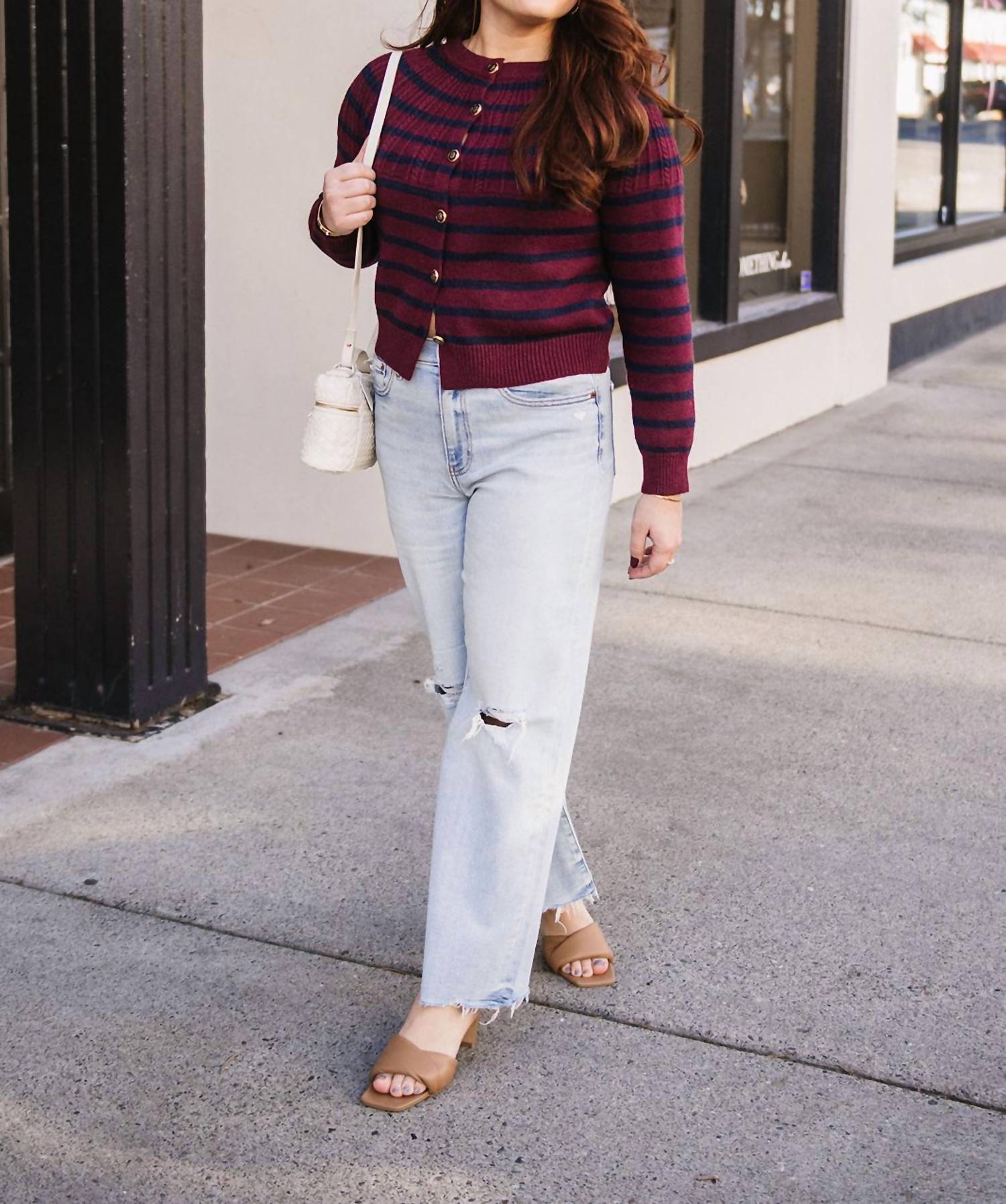 Heartloom - Stripe Cable Knit Cardigan