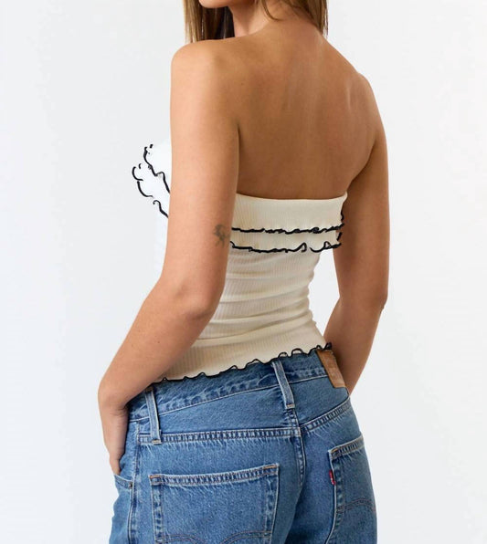 Blue Blush - Ribbed Tube Top with Bow Detail