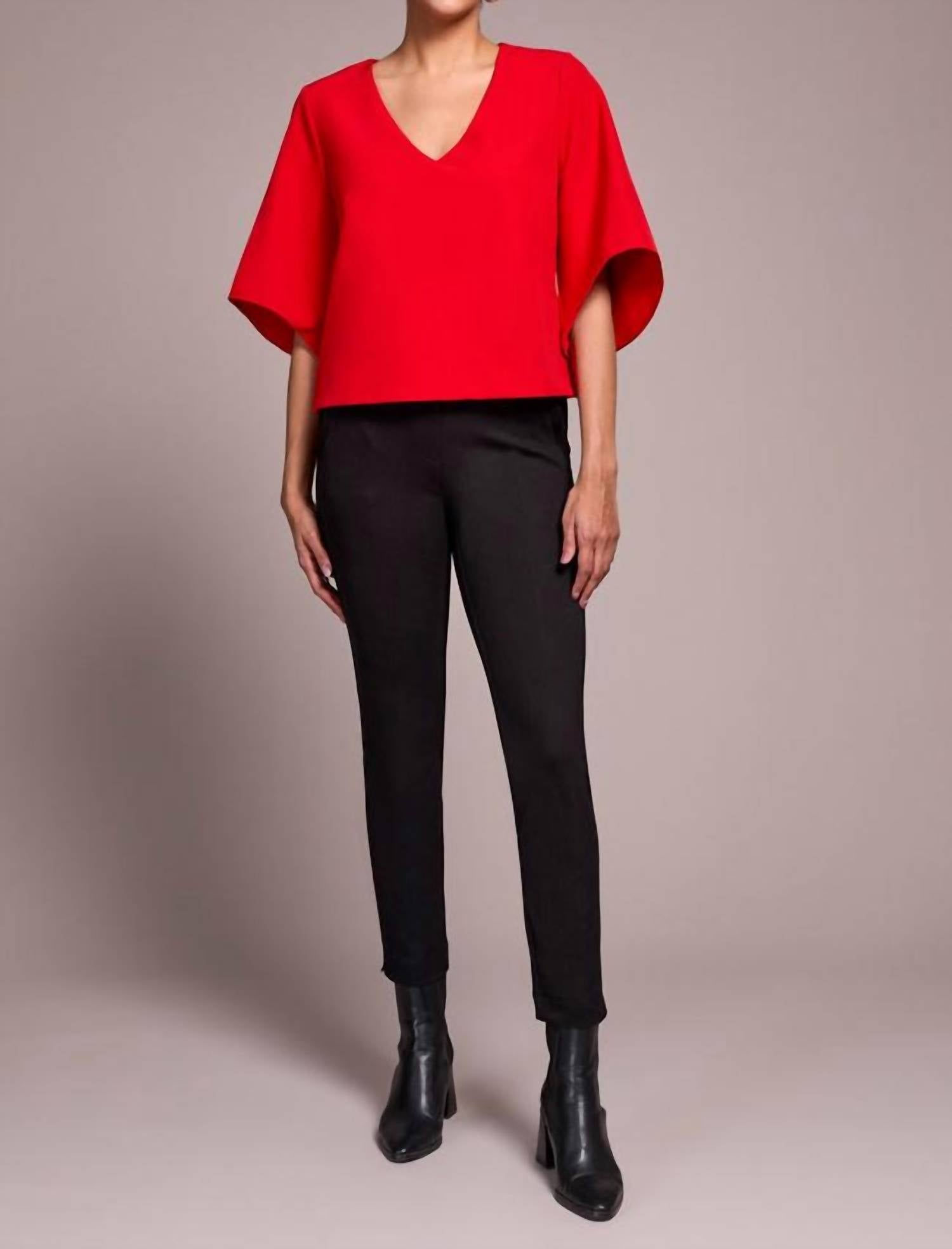 Tribal - Signature Crepe Flutter Sleeve V Neck Blouse