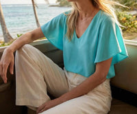 Karen Kane - Flutter Sleeve V-Neck Top