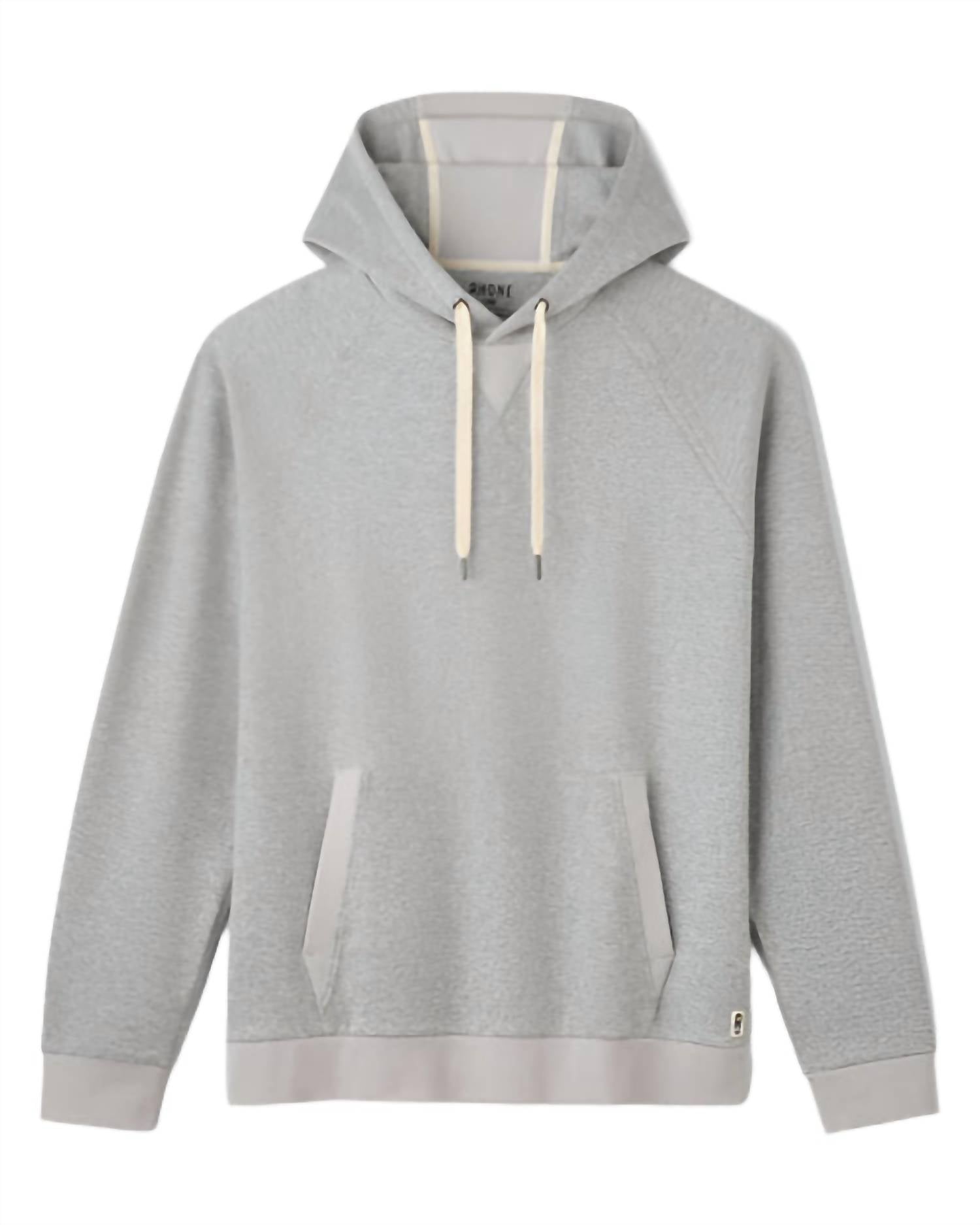 RHONE Heritage Midweight Hoodie in heather gray - men's shirt - detail view