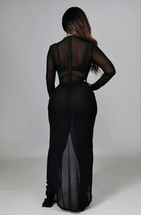 Little Secret Of Mine - Sheer Ruched Wrap Skirt Jumpsuit