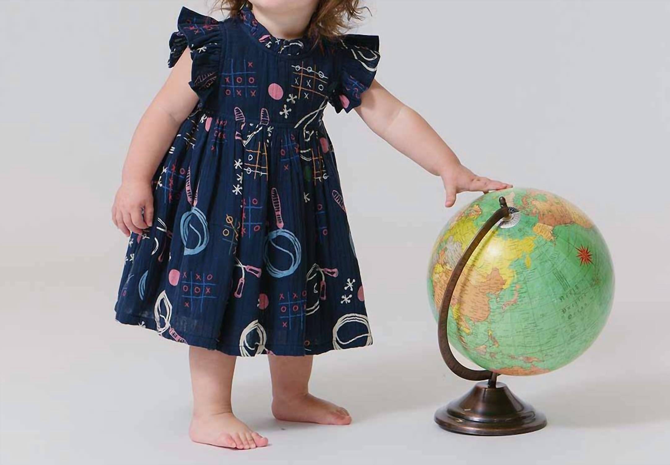 PINK CHICKEN Jennifer Dress in tic tac toe - kids' dress