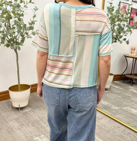 Mystree - Striped Color Block T Shirt