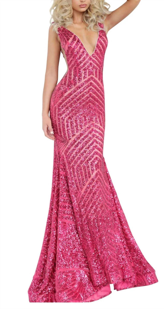 Jovani - Sequin plundge gown