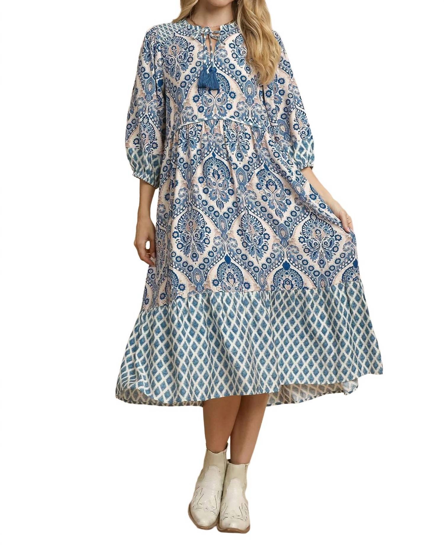 Umgee - Paisley Crosspatch Midi Dress