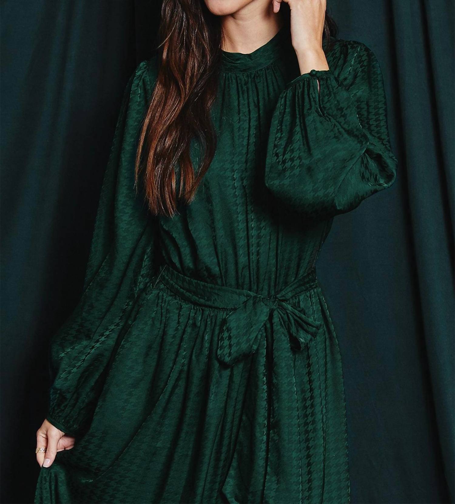 Dress Forum - Houndstooth Satin Midi Dress