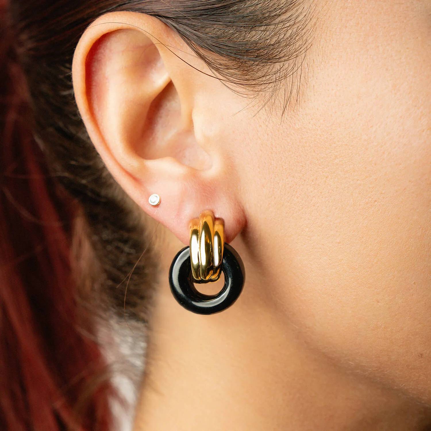 Gold & Honey - Women's Donut Door Knocker Earrings