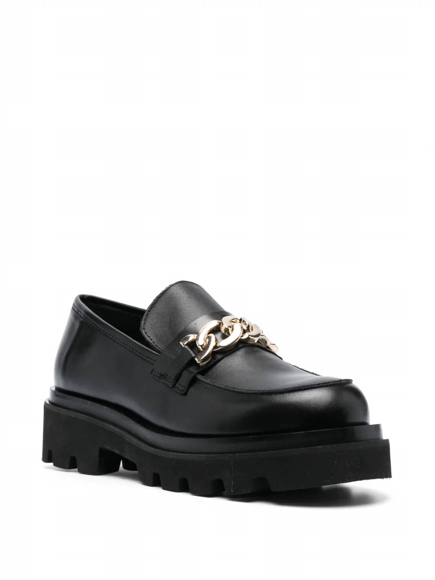 ALOHAS Women's Track Leather Loafers in black - women's flats