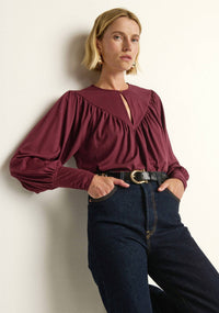 Nation LTD Jeannie Keyhole Top in port - women's blouse - alternate view