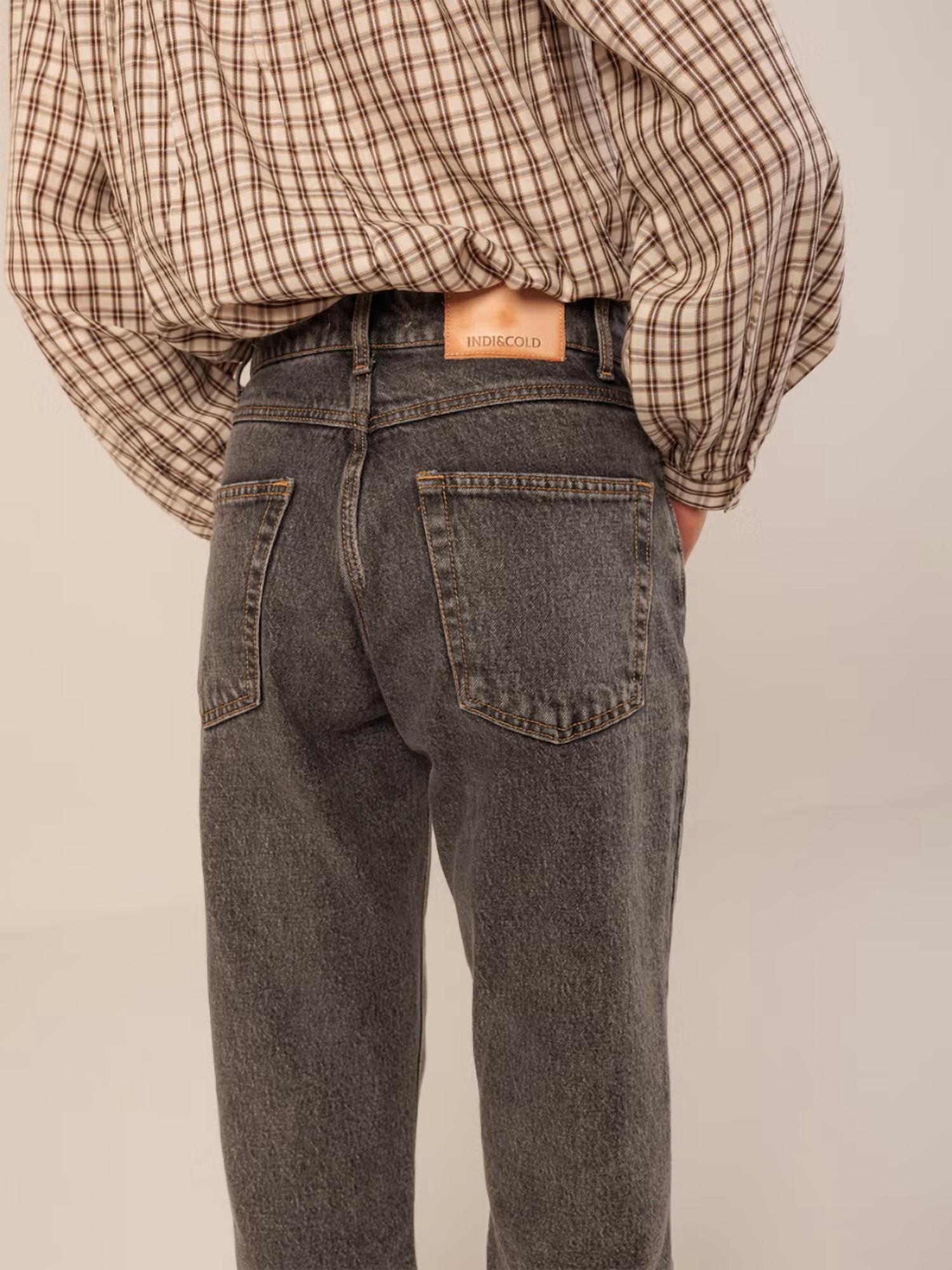 Indi & Cold - Rolled Hem Straight Fit Denim Pant