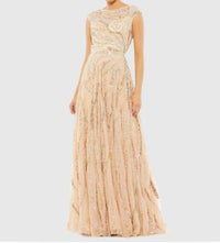 MAC DUGGAL Cap Sleeve Embellished Evening Gown in beige - women's dress