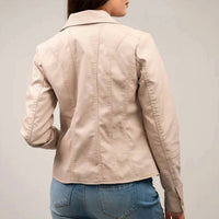 Pine Apparel - Asymmetric Quilted Faux Leather Jacket - Plus Size