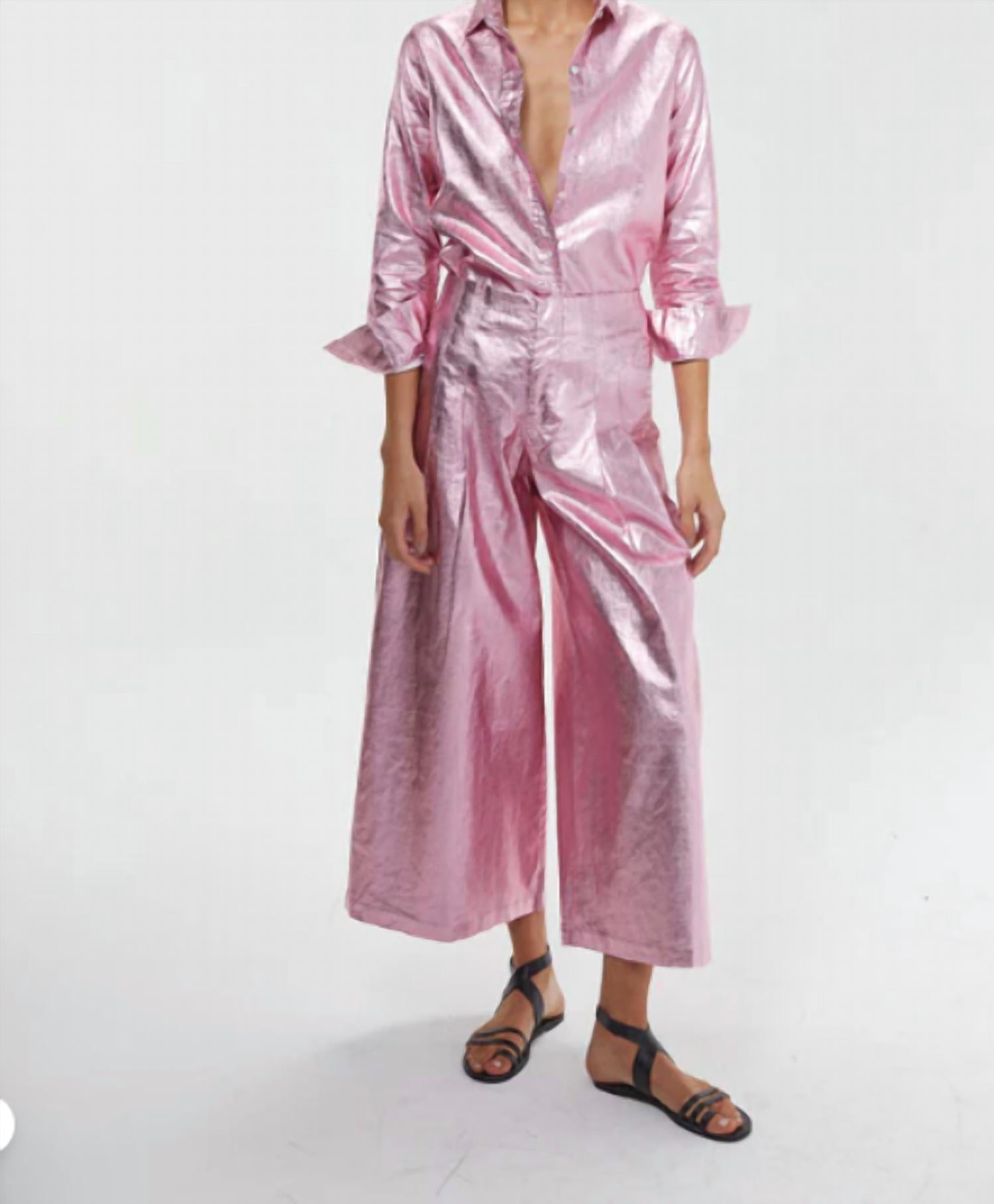 Lanhtropy - Culotte Metallic Linen Pant