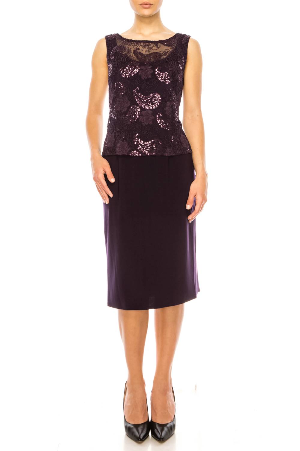 Maya Brooke - Floral Embroidered Sequin Jacket Dress
