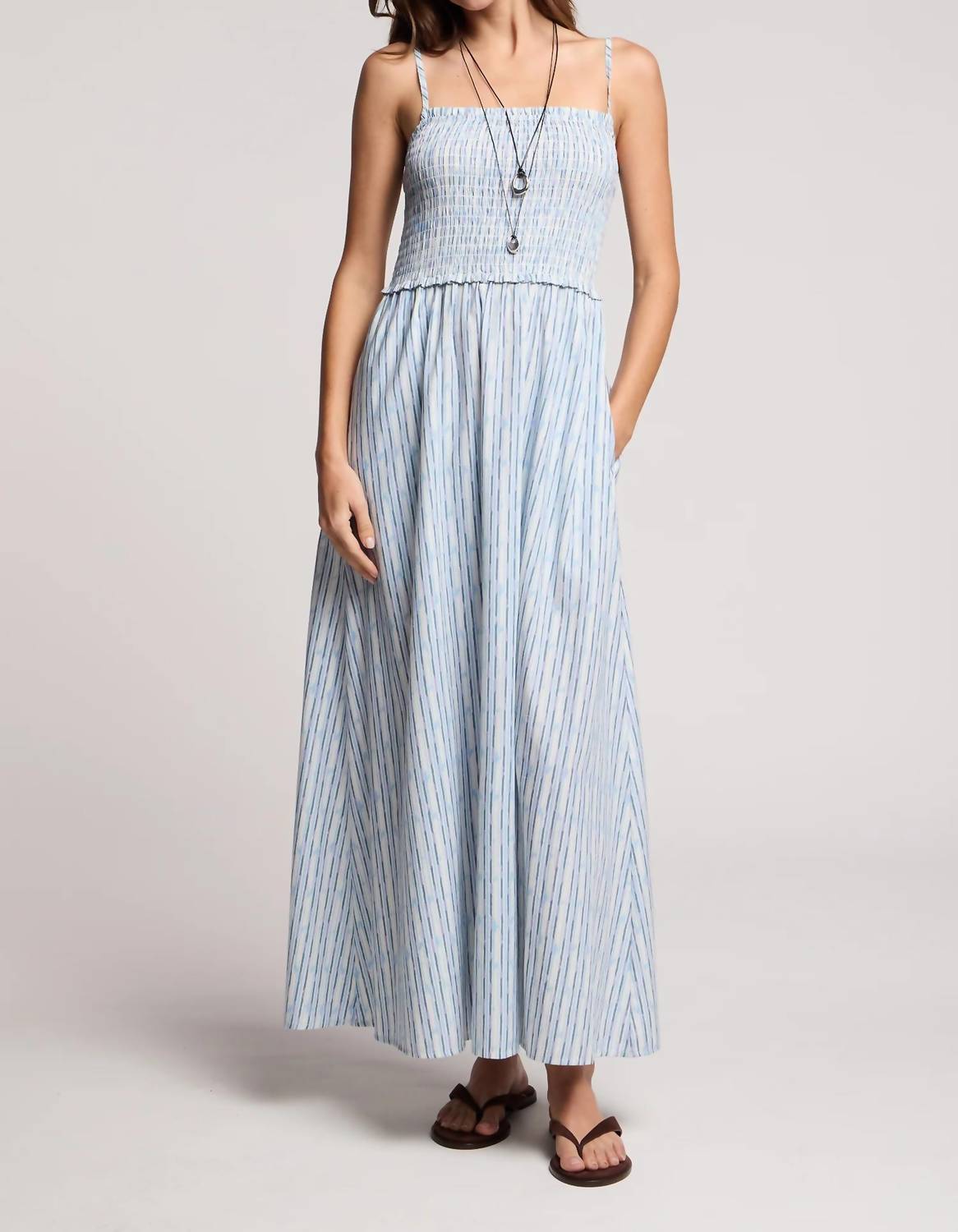 Velvet By Graham & Spencer - Senara Watercolor Stripe Smocked Maxi Dress