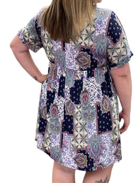 Honeyme - Patchwork Paisley Babydoll Dress