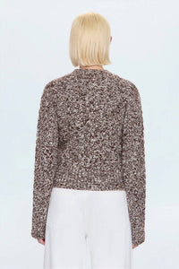 PISTOLA Women's Quinn Sweater in chocolate marl - women's sweater - detail view