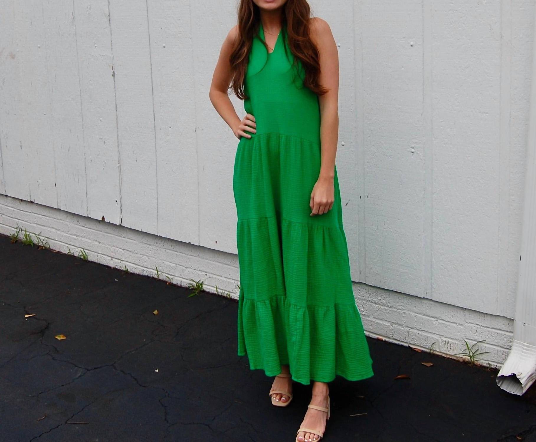 Meet Me In Santorini - Scarlett Halter Scooped Back Maxi Dress
