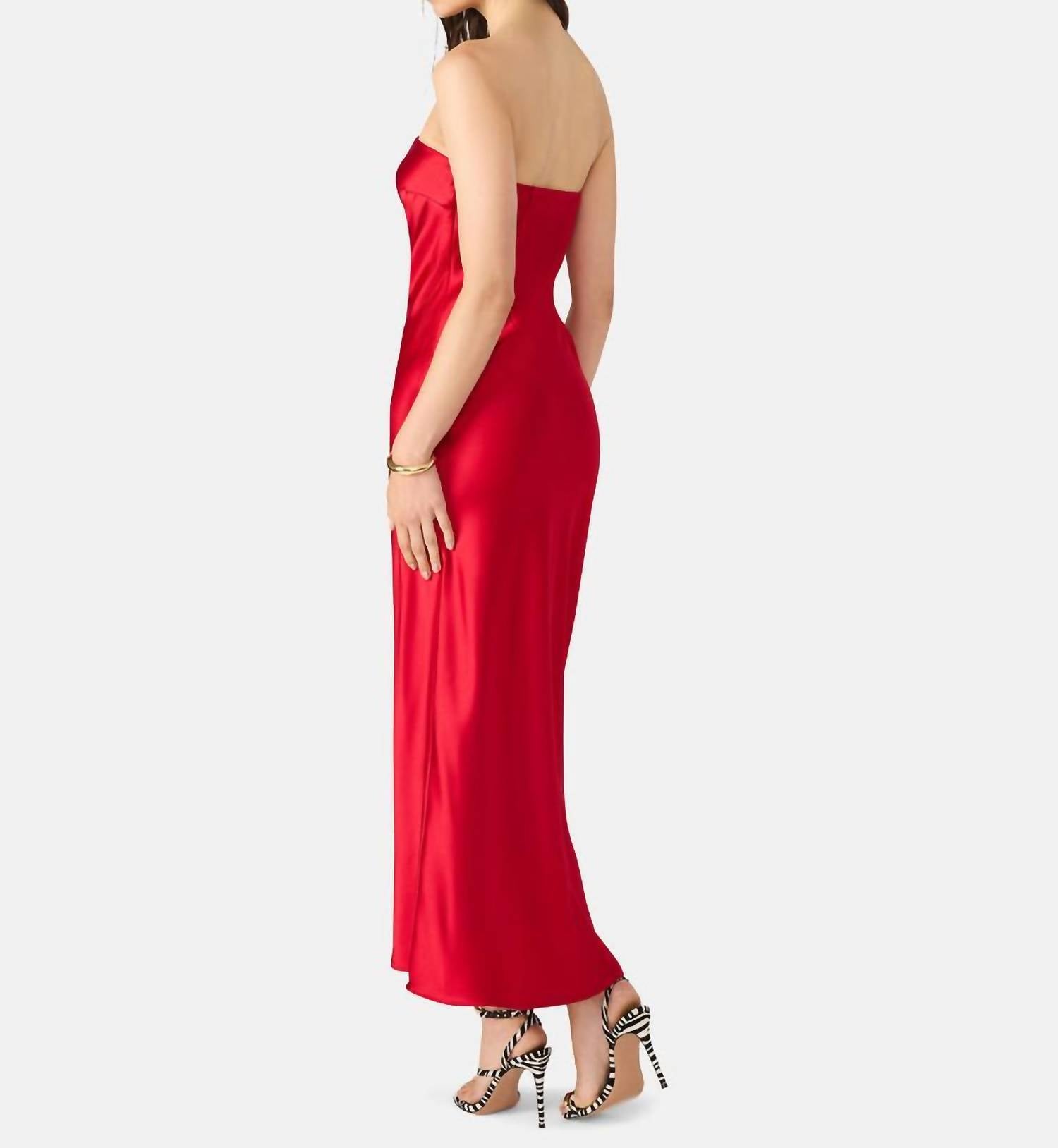 STEVE MADDEN Jessamine Midi Dress in dark red - women's dress - detail view