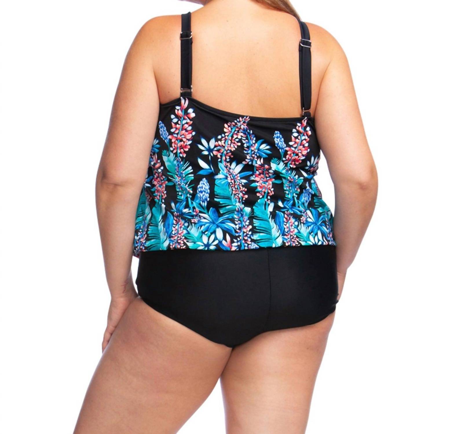 Maxine - High Neck Keyhole Blouson One Piece Swimsuit - Plus Size