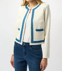 Joseph Ribkoff - Denim Trim Textured Bouclé Jacket
