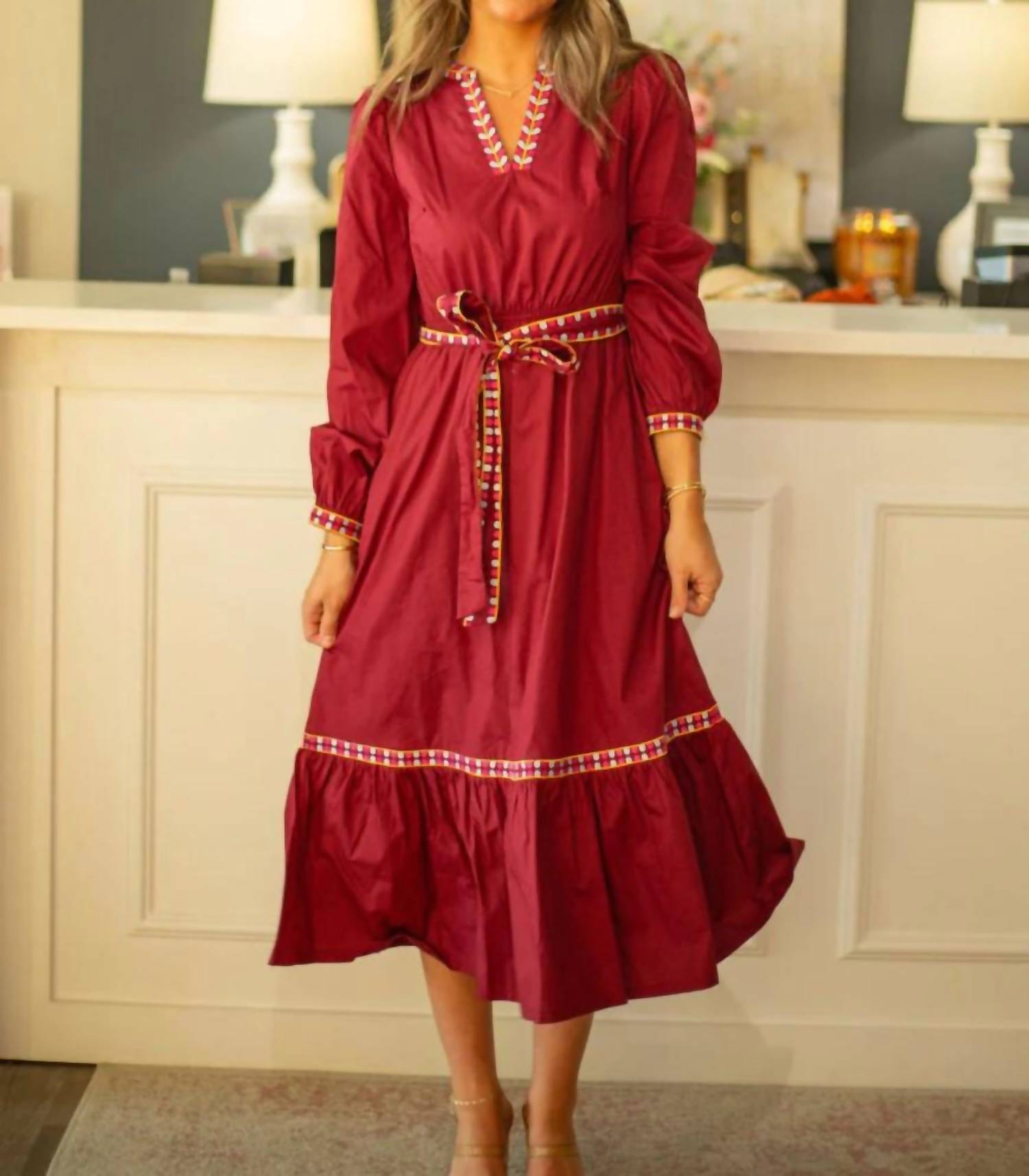 &Merci - Embroidered Long Sleeve Dress