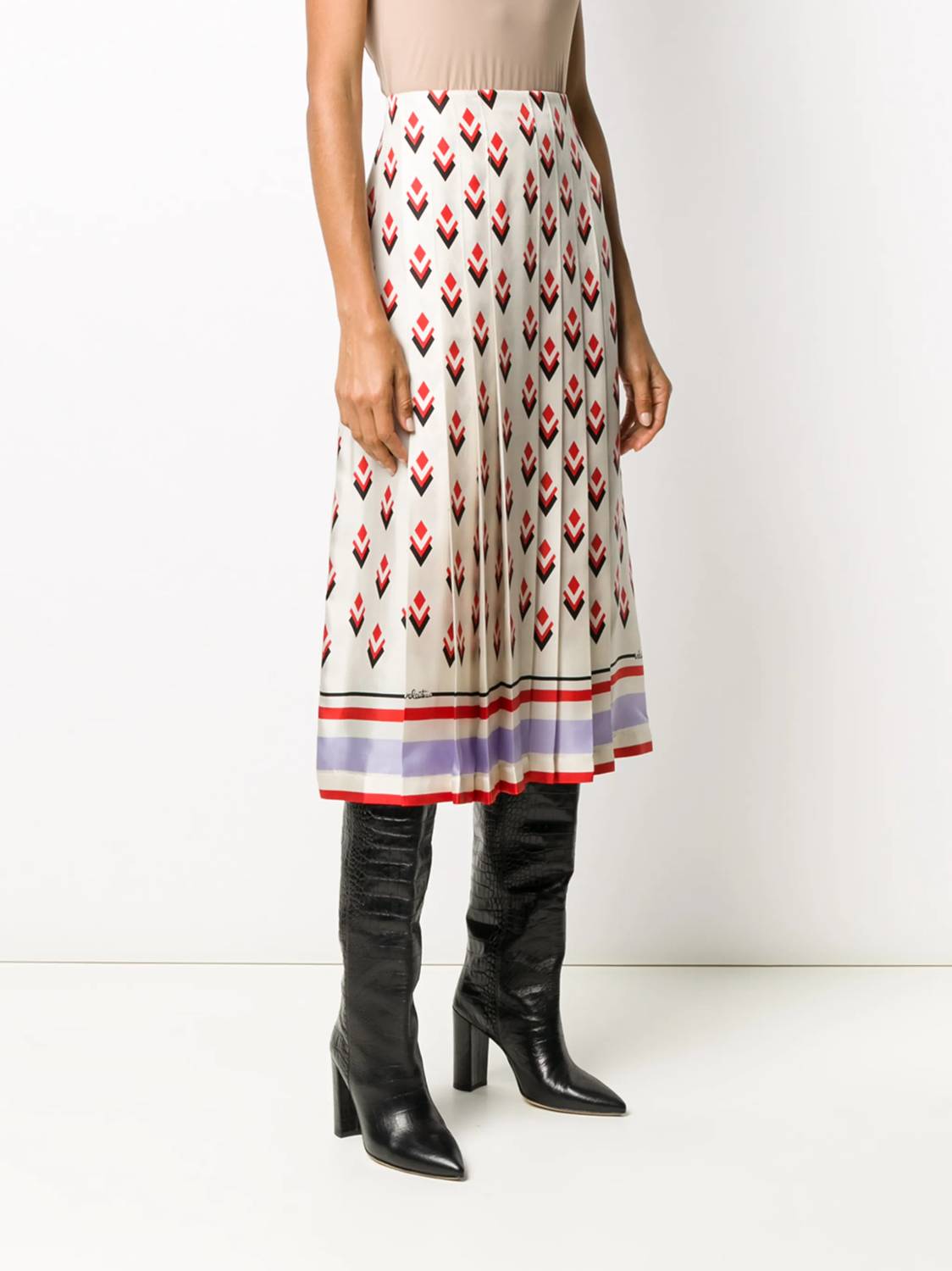 Valentino - Pleated Graphic Print Skirt