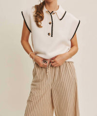 In February - Modern Henley Style Sweater Vest
