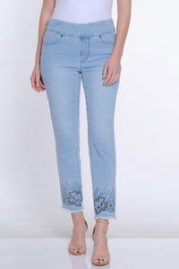 Slimsation By Multiples - Sequin Embroidered Hem Jean