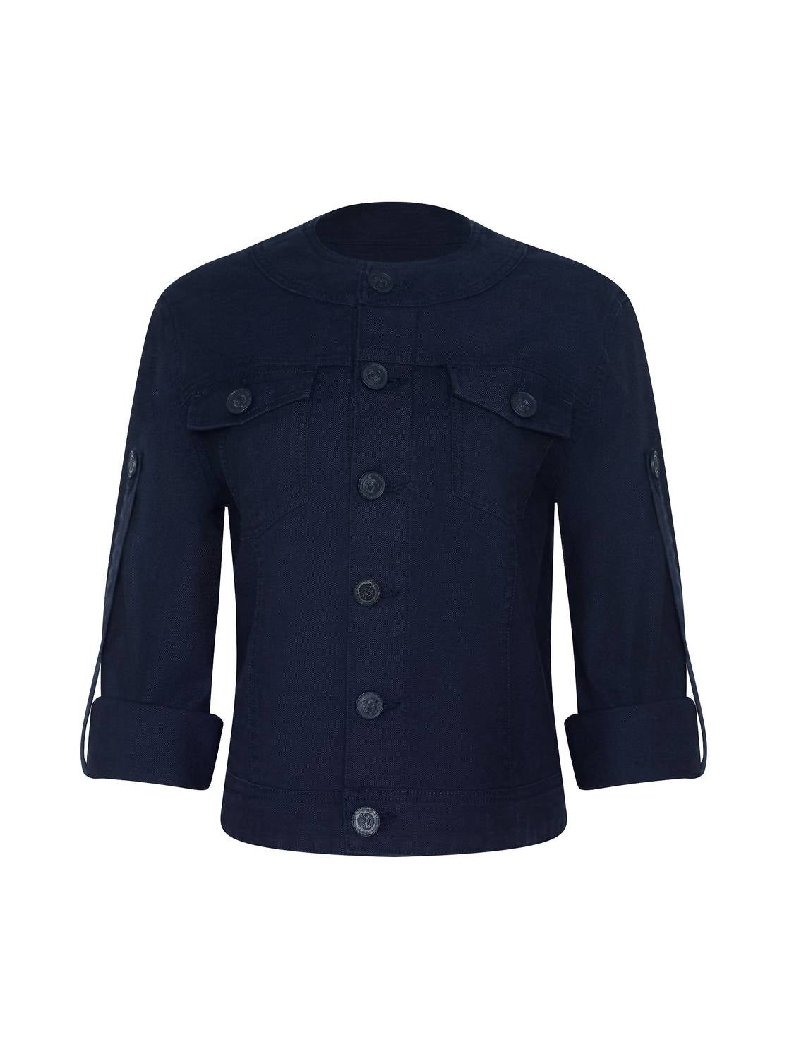 L'Agence Anouk Collarless Jacket in saturated blue - women's jacket - alternate view