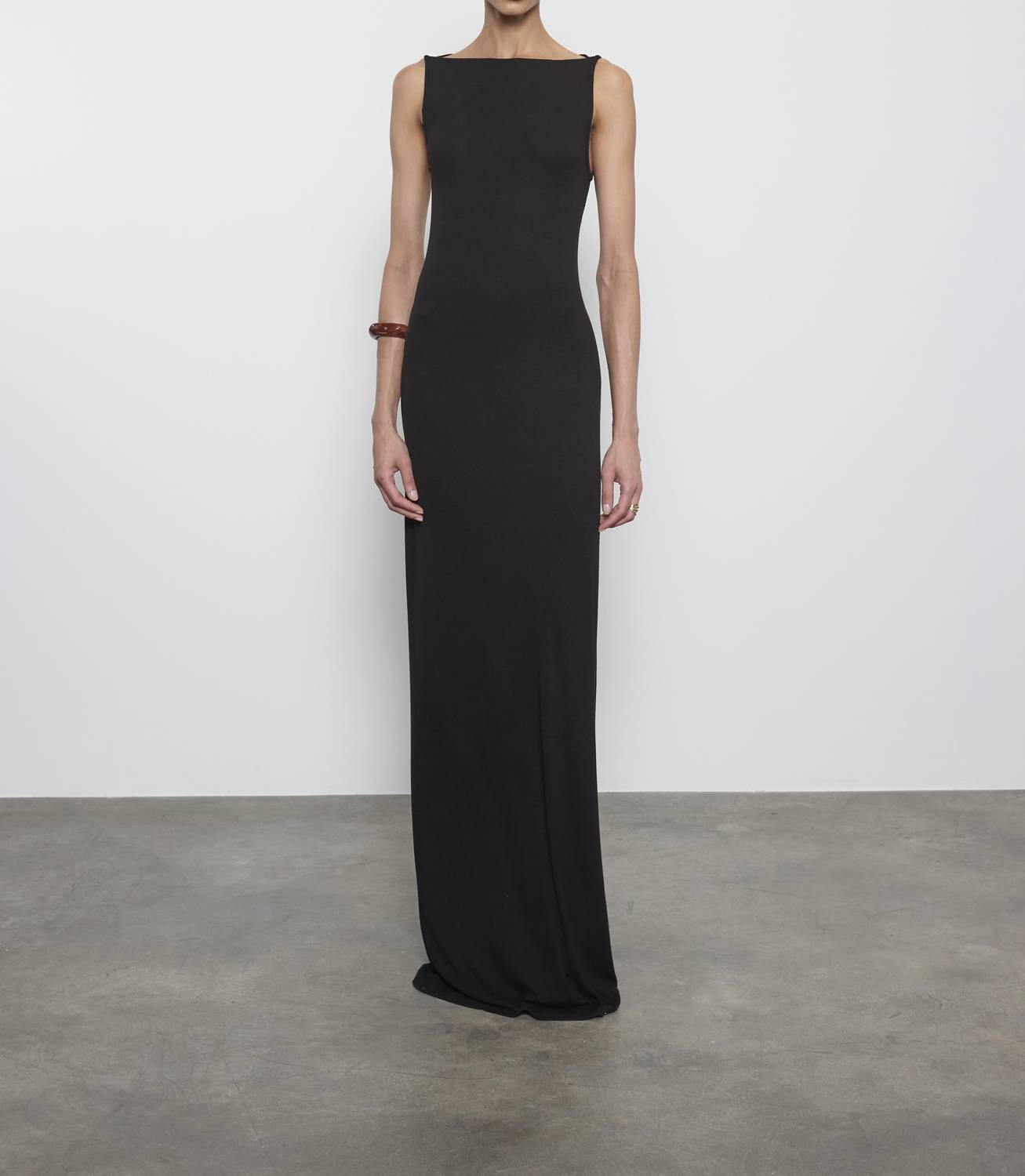 Enza Costa - Silk Rib Sleeveless Boatneck Fluid Maxi Dress