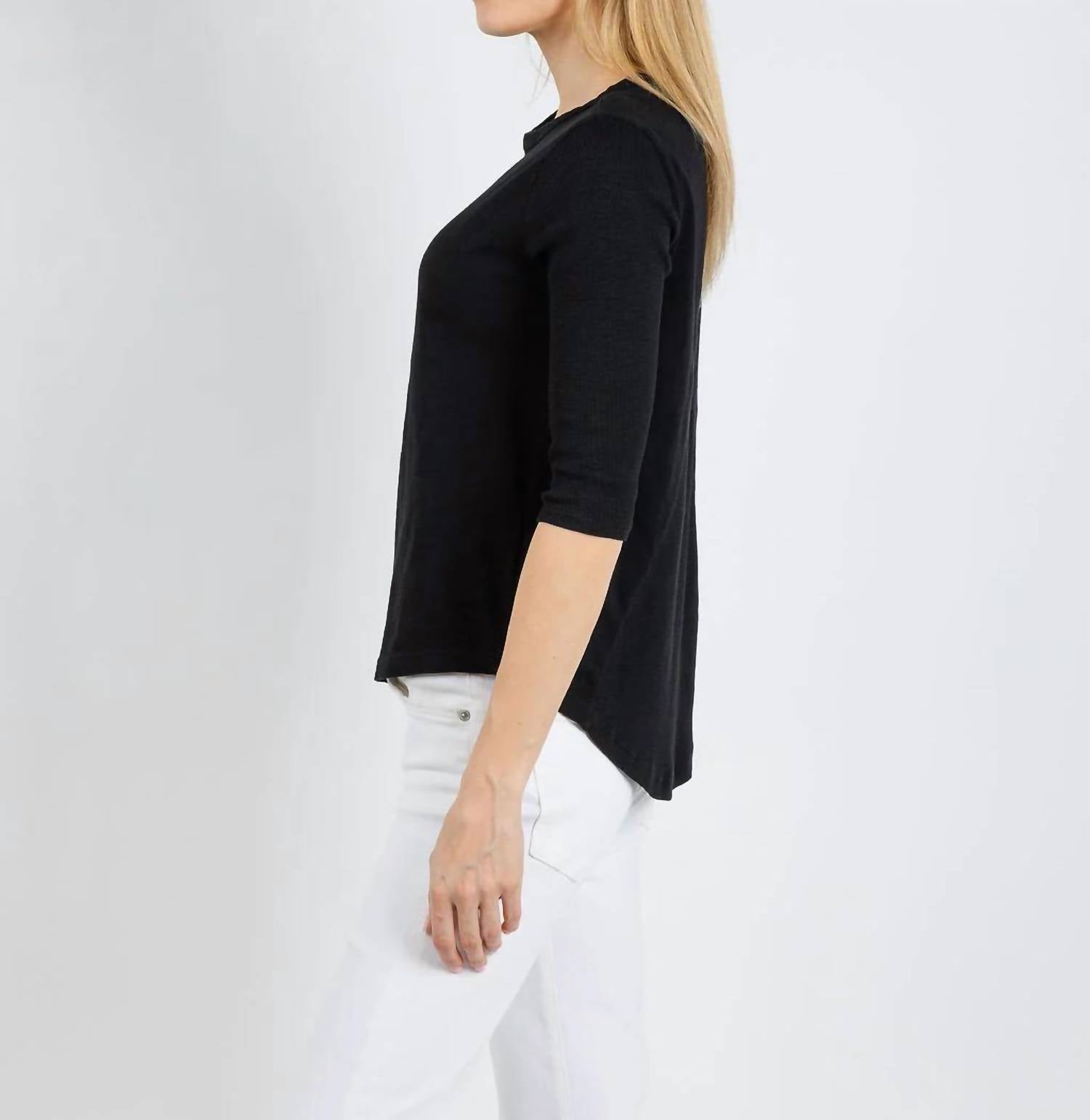 Elliott Lauren - Caroline Crewneck Tee With Rib Sleeve And Gusset
