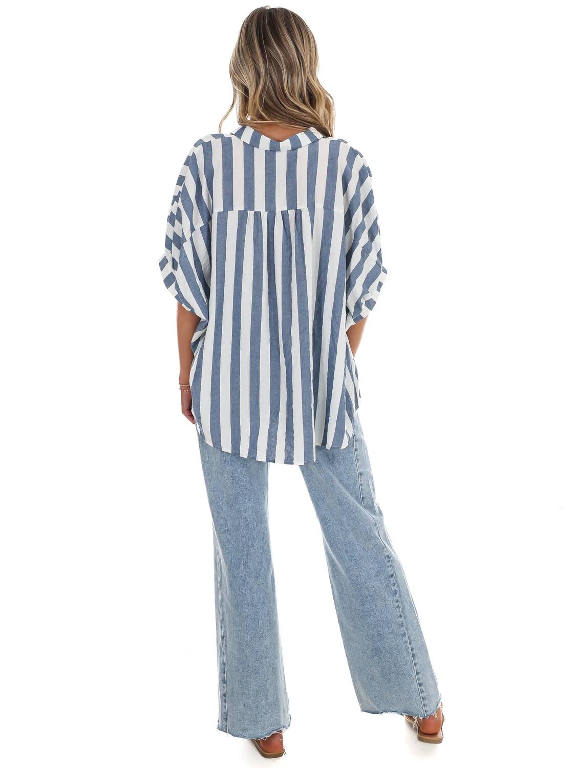 Day + Moon - Because of You Stripe Button Down Top
