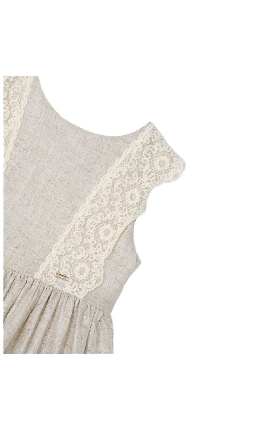 Mayoral - Kid's Linen Shimmer And Lace Dress