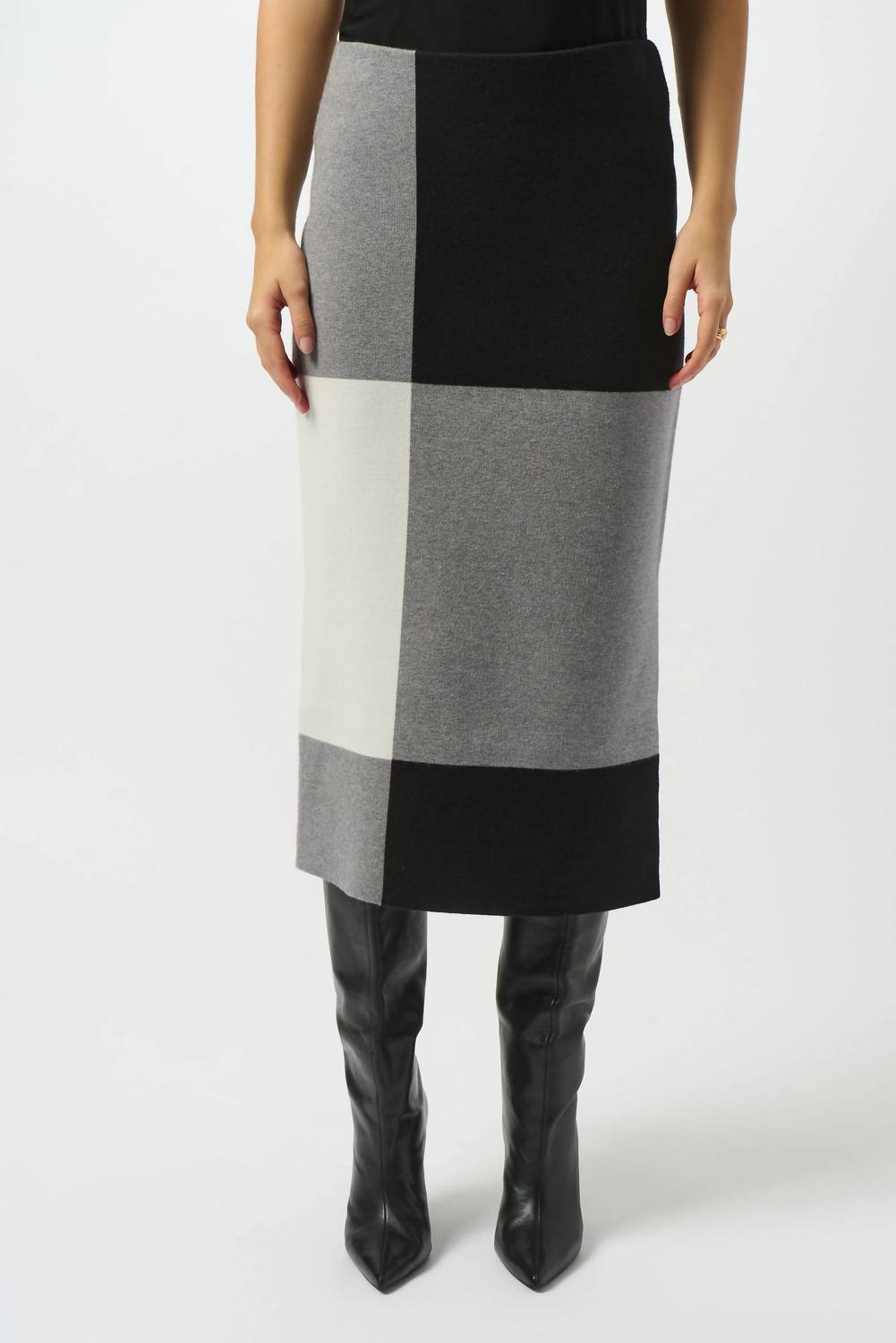 Joseph Ribkoff - Jacquard Sweater Colour Block Midi Skirt
