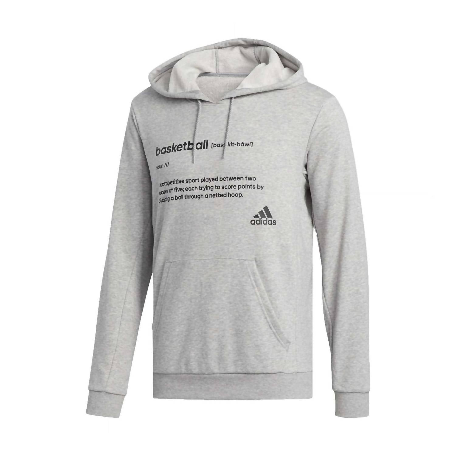 adidas Men's Definition Long Sleeve Basketball Hoodie in medium gray heather - men's shirt - view 8