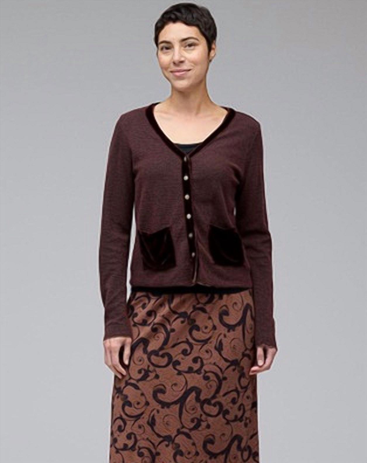 cut loose Marble Sweater Cardigan Top in cola - women's cardigan - alternate view