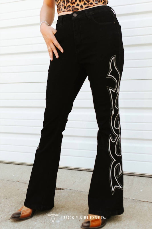 Lucky & Blessed - BOOT STITCH EMBROIDERY JEANS