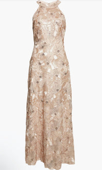 Betsy & Adam - Sequin Floral Sleeveless Gown