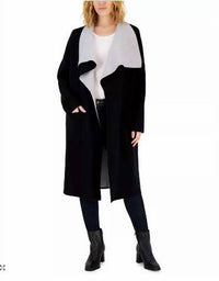 Tahari Colorblock Sweater in black carbon heather - women's cardigan