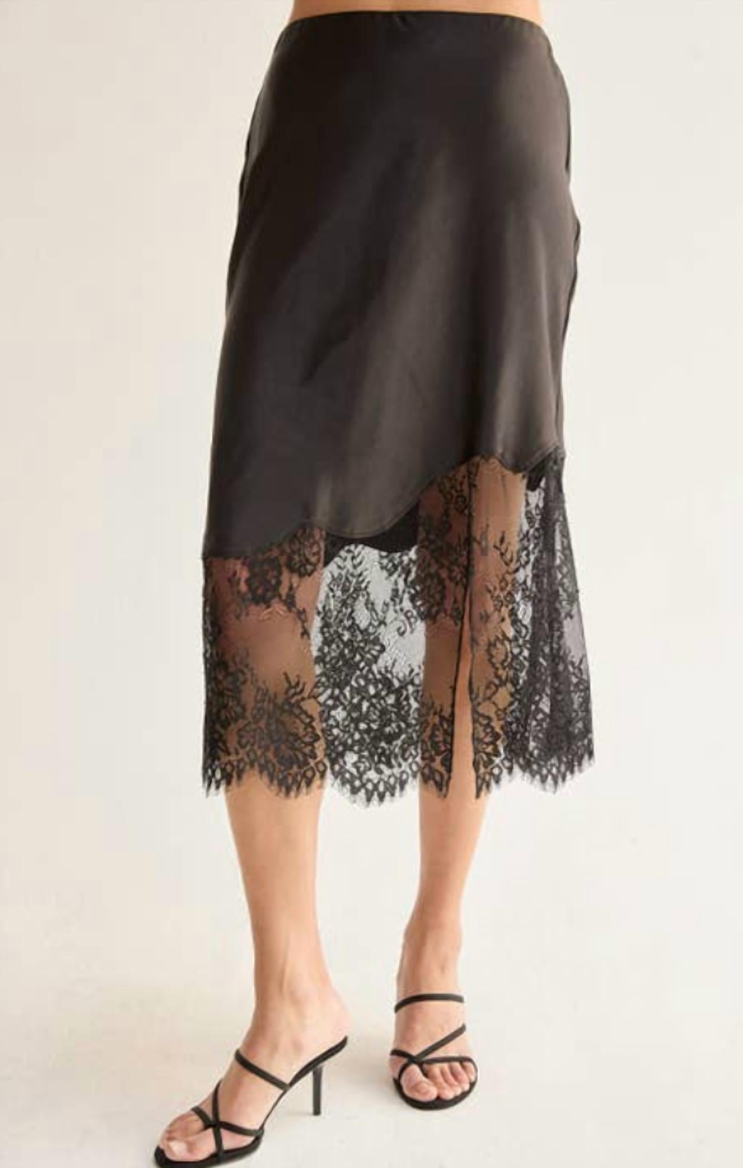 Mint Exclusives - Ivy Satin Lace Insert Midi Skirt