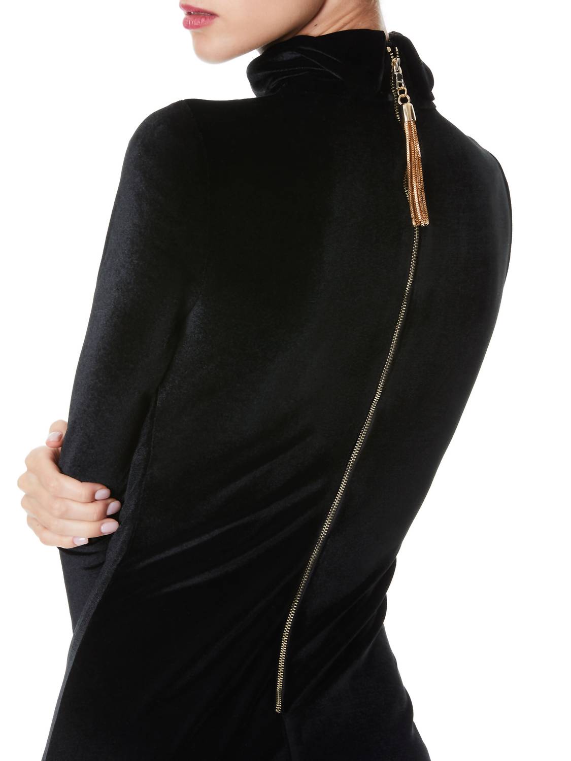 Alice + Olivia - Delora Velvet Tassel Back Midi Dress