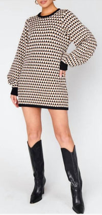 Show Me Your Mumu Marion Sweater Dress in geo black and brown - women's dress