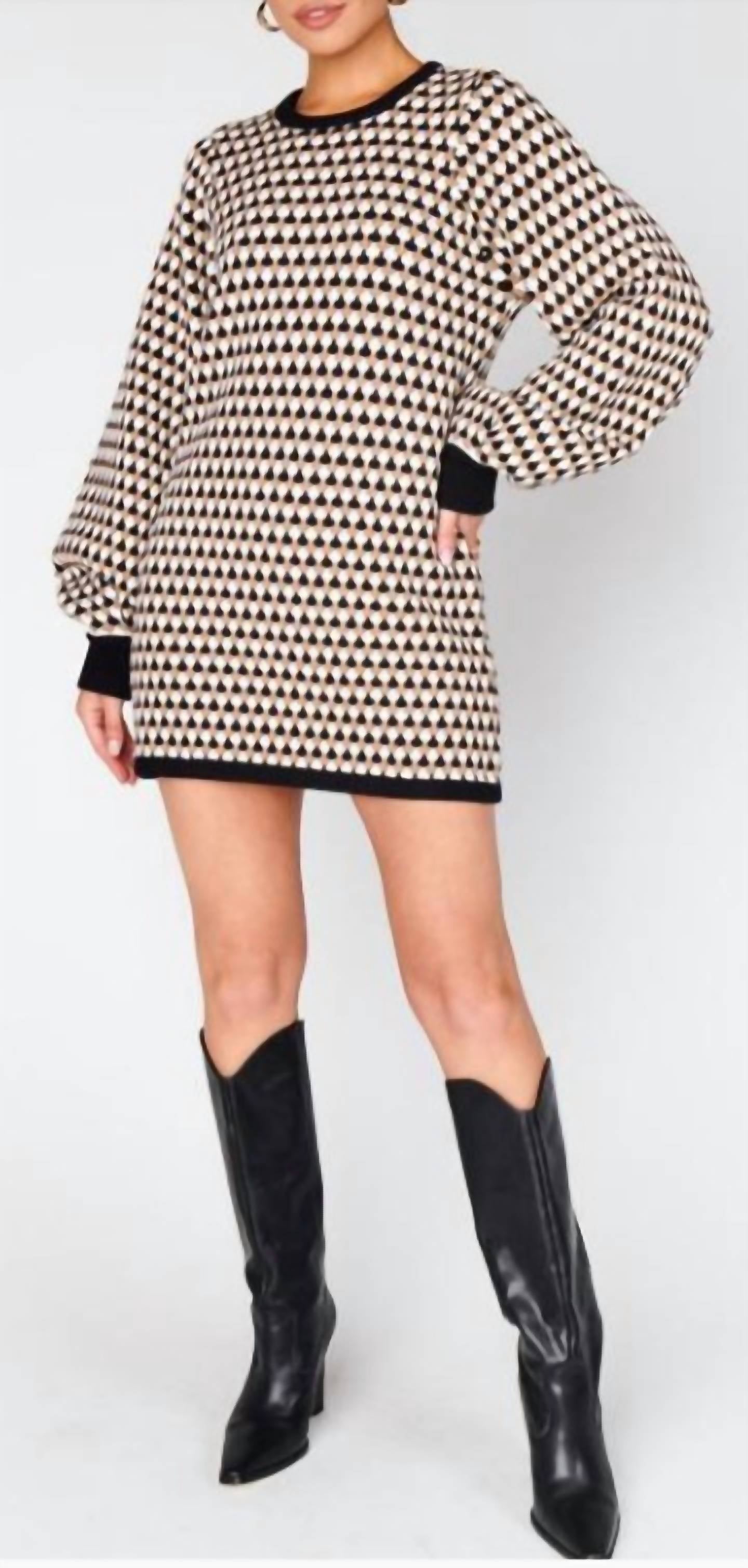 Show Me Your Mumu Marion Sweater Dress in geo black and brown - women's dress